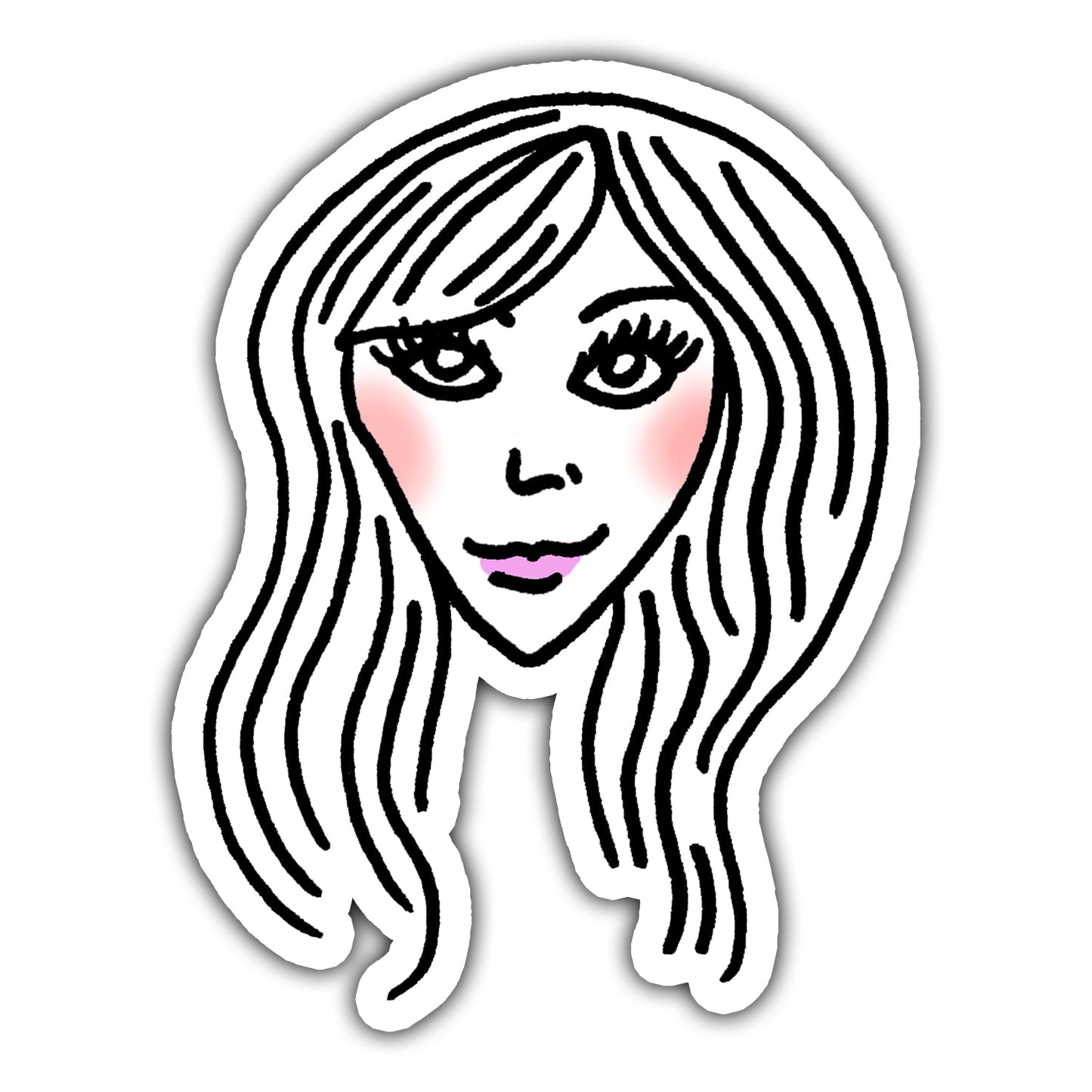 Girl With Long Hair Die Cut Sticker - marjorieblume